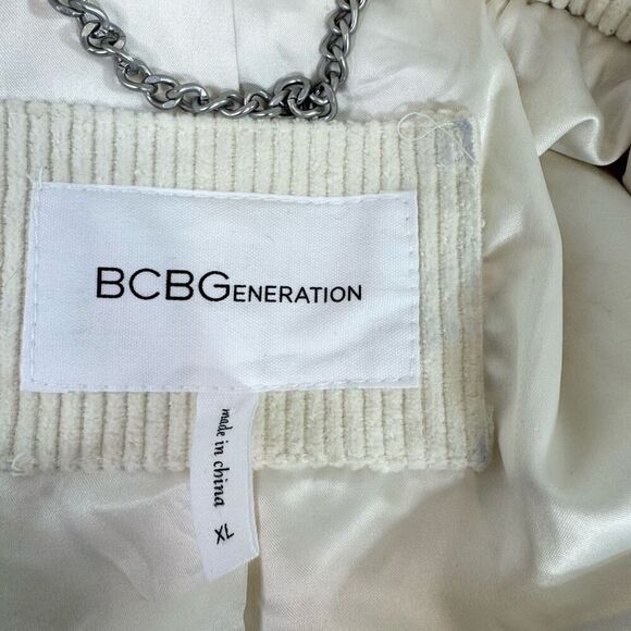 BCBGeneration Jacket Womens XL Faux Fur Sherpa White Cream Outerwear Full Zip - Picture 2 of 10